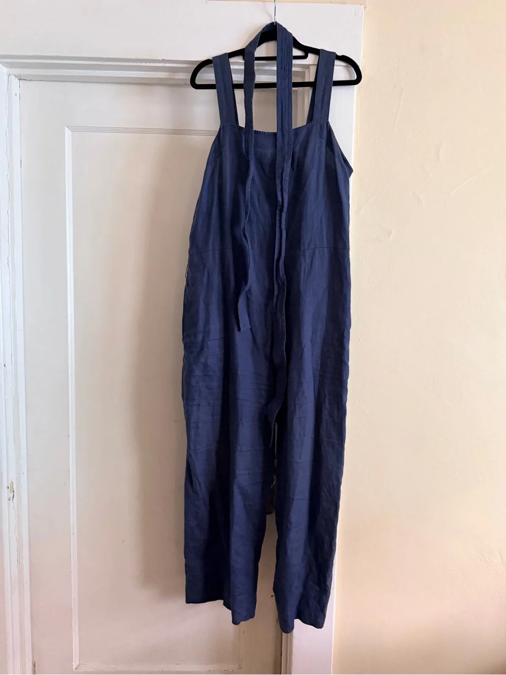 Everlane Navy Blue Linen Strappy Jumpsuit